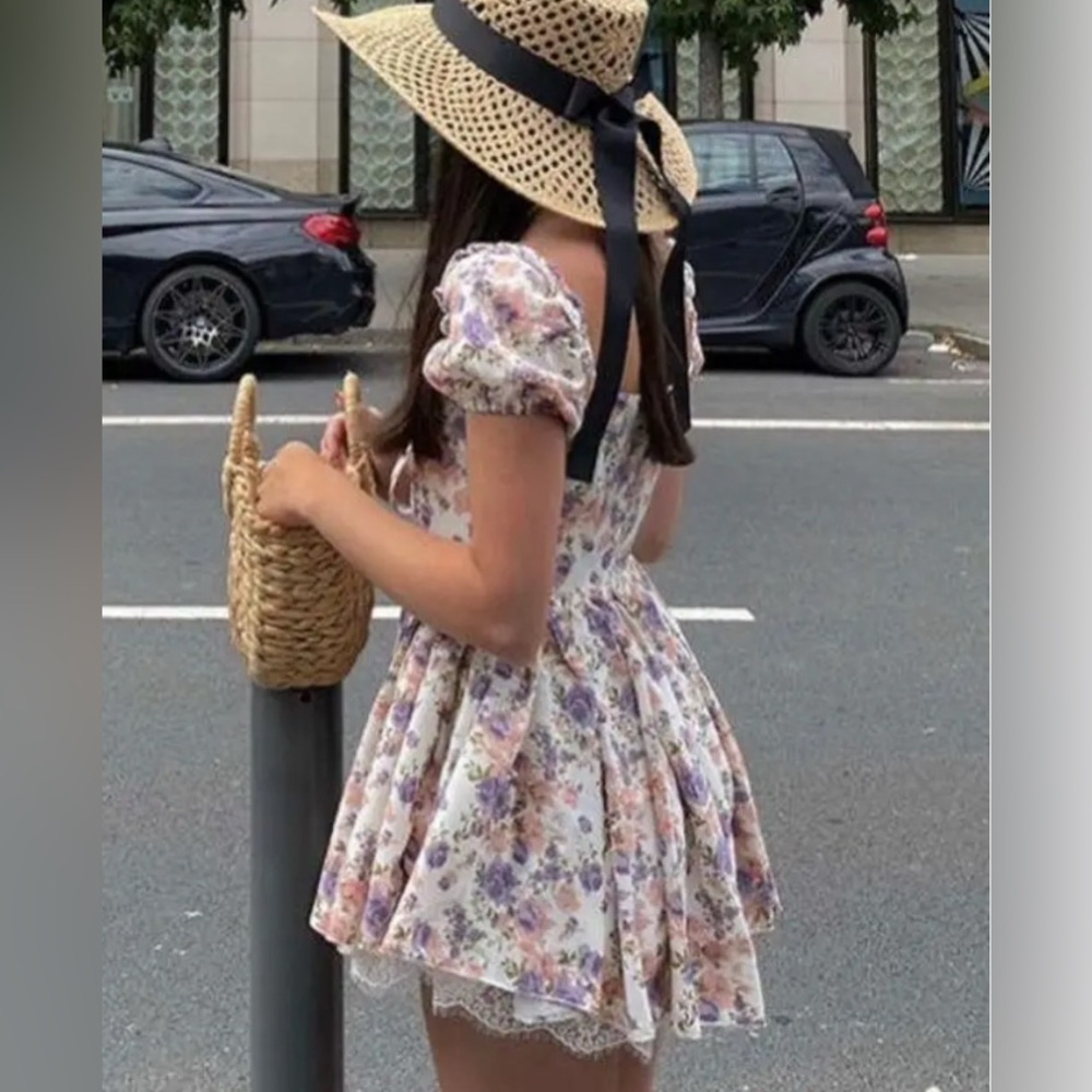 CIDER Floral Lace Patchwork Mini Dress Size Large